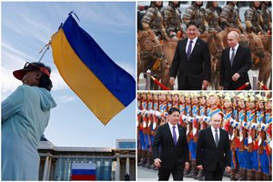 Vietoje antrankių – raudonas kilimas: kaip Mongolija sutiko V. Putiną  