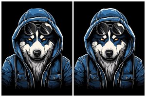 Du haskiai: visus skirtumus sugebės rasti tik genijai