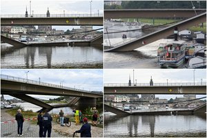 Dresdeno centre sugriuvo tiltas: į Elbės upę įkrito 100 m ilgio statinio atkarpa