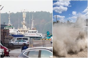 Virš Klaipėdos tvyrojo dulkių debesis, kuris suglumino vietinius: ar taip gali, turi būti?