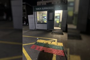Automobilių stovėjimo aikštelėje rasta supjaustyta Lietuvos vėliava