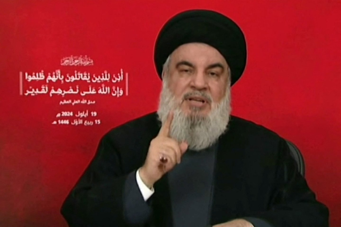 „Hezbollah“ lyderis Hassanas Nasrallah.<br> AFP/Scanpix nuotr.