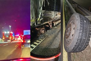 Naktį magistralėje netoli Kauno stojo eismas: į automobilius skriejo degusio vilkiko ratas