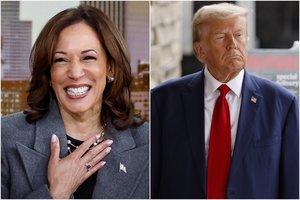 Nacionalinė apklausa: K. Harris nežymiai lenkia D. Trumpą