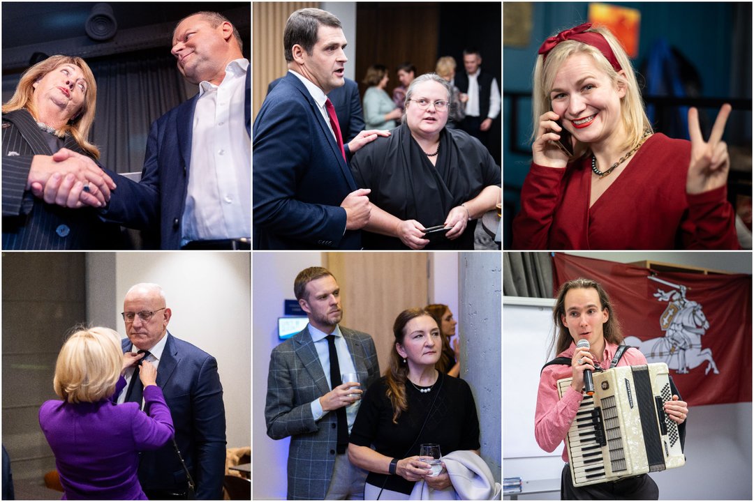 Seimo rinkimų naktis partijų rinkiminiuose štabuose.<br>Lrytas koliažas