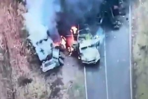 Ukrainiečiai pačioje Rusijoje sudaužė okupantų karinės technikos konvojų