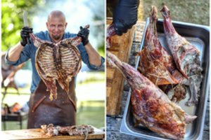 Sultinga viduje, traški iš išorės – virtuvės šefas K. Krivickas parodė būdą, kaip išgauti unikalų mėsos skonį