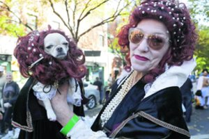 Helovino eitynėse – įspūdingais kostiumais išpuošti keturkojai