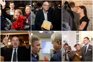 Vaizdas partijų štabuose skyrėsi lyg diena ir naktis: vos tramdomos ašaros, bučiniai ir pikti rankų mostai