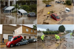 Chaosas Ispanijoje – audra smogė be gailesčio: gatvėse plaukė automobiliai, atšaukti skrydžiai, yra žuvusių