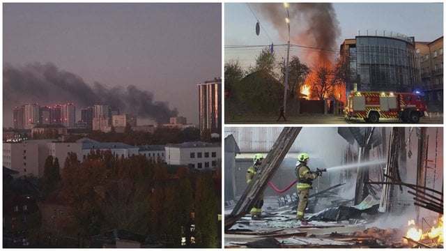 Rusija vėl paleido dronus į Kyjivą: apgadinta civilinė infrastrukrūra, neišvengta sužeistųjų