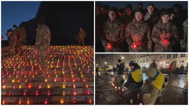 Minint 1000-ąją karo dieną – Ukrainoje surengti minėjimai ir akcijos: degė šimtus žvakučių, kalbėjo maldą