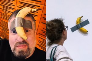 Už įspūdingą sumą parduotas prie sienos priklijuotas bananas įkvėpė Deivydą Zvonkų: komentatoriai leipsta juokais