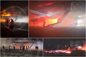 Turkijoje užsidegė Rusijos keleivinis lėktuvas: užfiksuota, kaip iš liepsnojančio orlaivio bėga žmonės