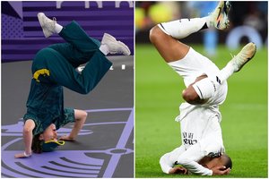 Po tragiško K. Mbappe pasirodymo – pašaipos ir palyginimai su Australijos breiko šokėja