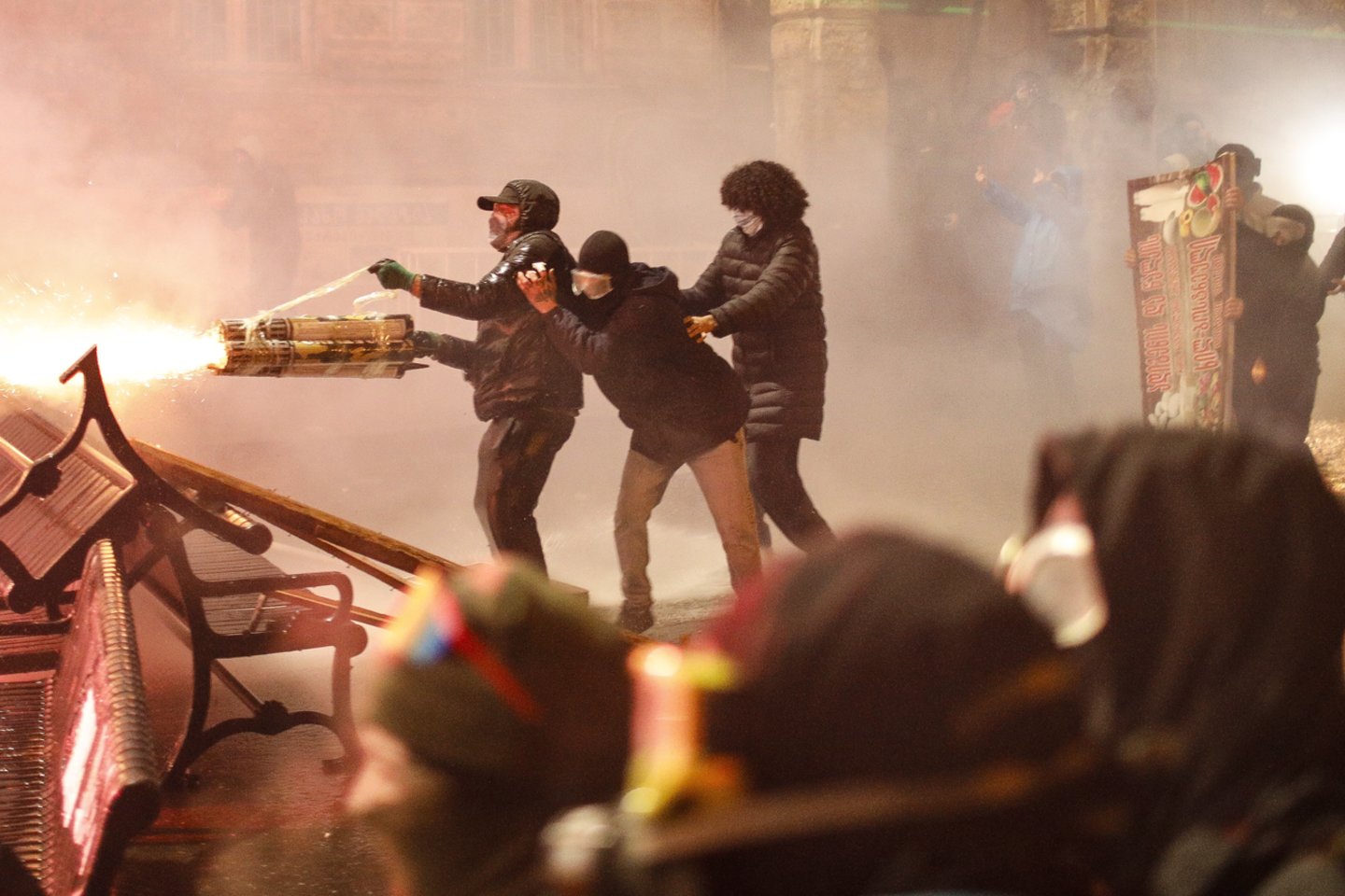Protestai Sakartvele.<br>EPA-ELTA nuotr.