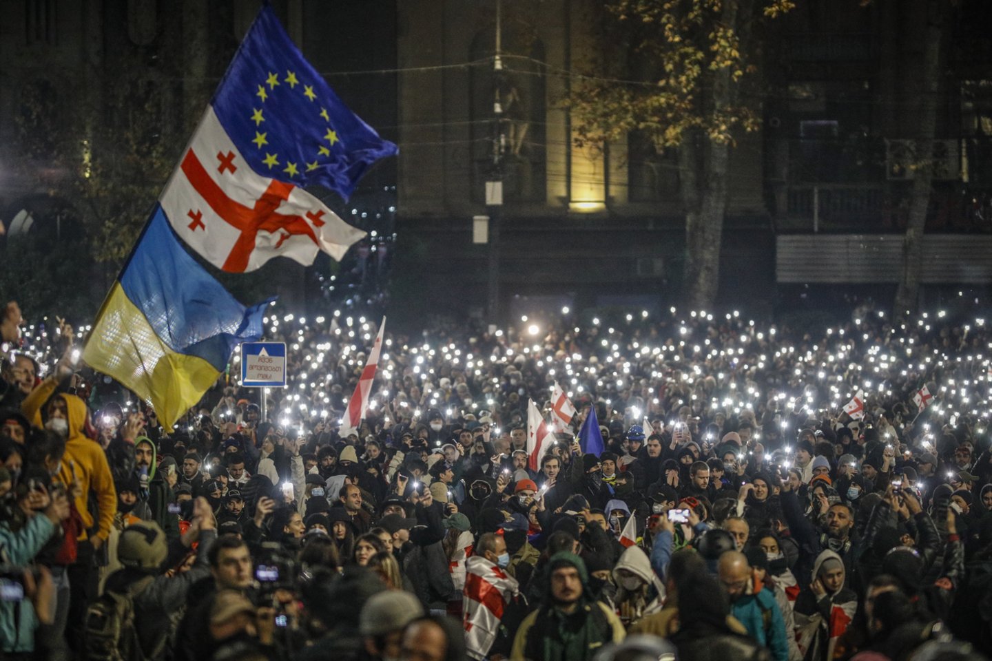 Protestai Sakartvele.<br>EPA-ELTA nuotr.