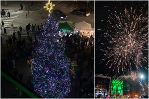 Mėlynai sutvisko ypatinga Šilutės Kalėdų eglė: įvertinkite