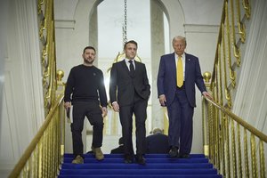 E. Macronas surengė trišales derybas su V. Zelenskiu ir D. Trumpu