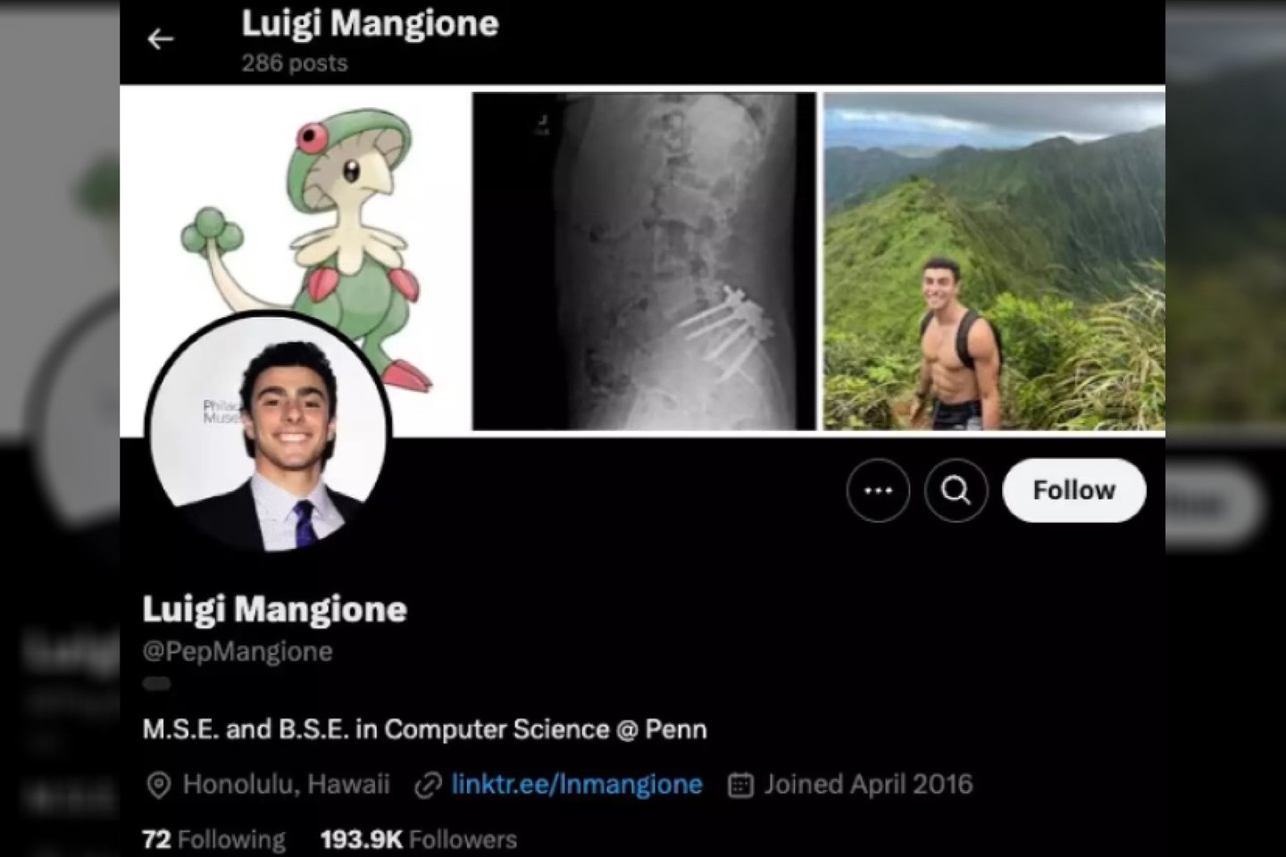 L. Mangione'o profilis socialiniame tinkle X.<br>X nuotr.