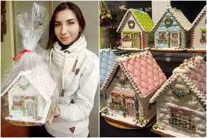 Gargžduose palaikymą ir artimą sielą radusi ukrainietė kepa išskirtinio grožio imbierinius namelius: tokius gaila net valgyti