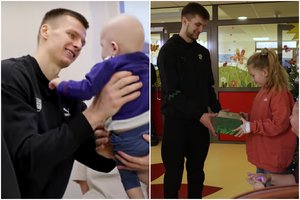 Šilta žalgiriečių kalėdinė dovana – nudžiugino vaikus vizitu ligoninėje