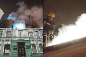 Ligoninėje Kauno centre – liepsnos ir gausūs dūmų kamuoliai: žmogus rastas be sąmonės, evakuotas 21 pacientas