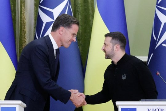 NATO generalinis sekretorius Markas Rutte ir Ukrainos prezidentas Volodymyras Zelenskis.