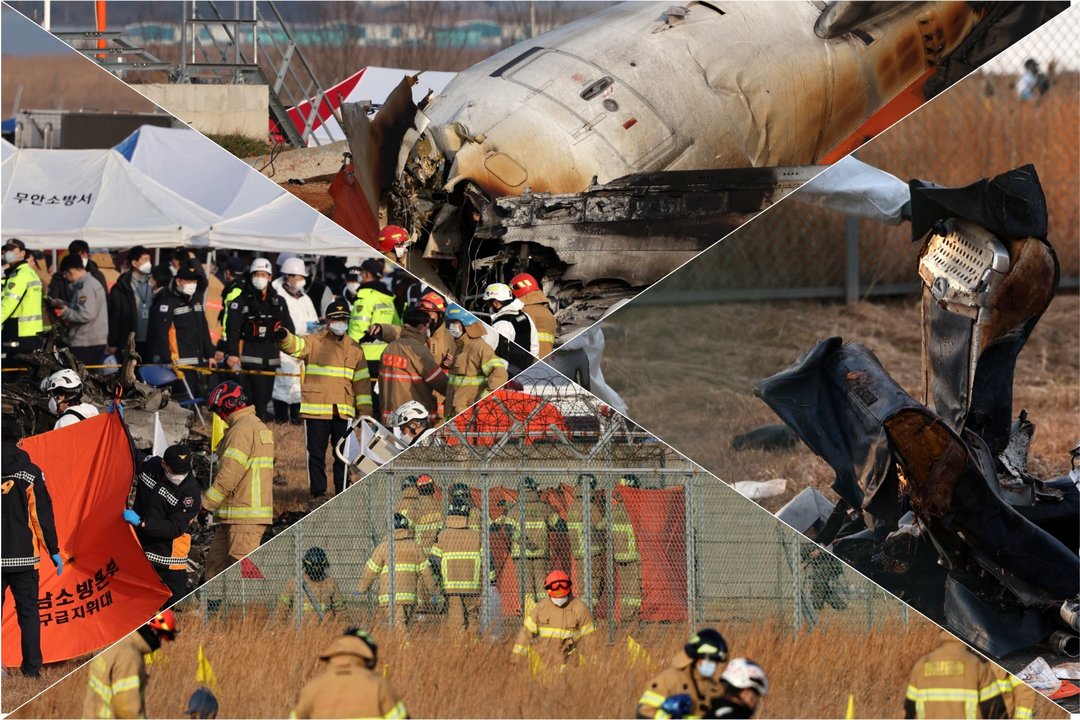 Aviakatastrofa Pietų Korėjoje.<br> Lrytas koliažas.