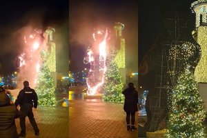 Telšiuose Naujųjų metų šventę lydėjo liūdesys: prieš pat vidurnaktį užsiliepsnojo kalėdinė meška