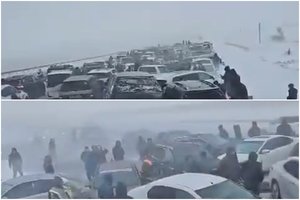 Tragiškas penktadienis Kazachstane: greitkelyje susidūrė beveik 100 automobilių, sužeistųjų skaičius auga