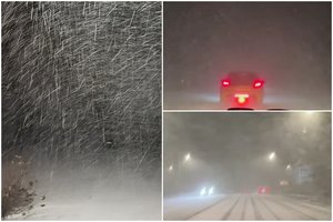 Lietuvą pasiekusi audra rodė savo smarkumą – trankėsi žaibai, kilo pūgos: įspėja, kiek daug sniego gali pripustyti