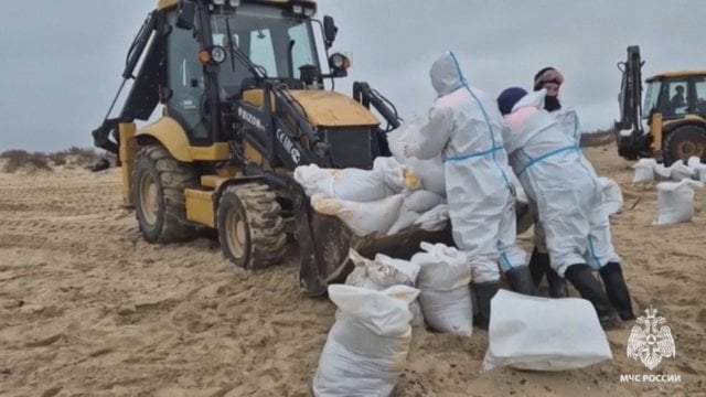 Rusija vis dar tvarko išsiliejusios naftos padarinius: aplink bjaurus kvapas ir nugaišę gyvūnai