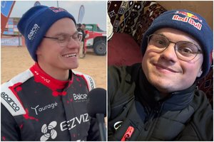 Finišavęs R. Baciuška prakalbo apie nuotykius trasoje: „Šokome į vieną kopą, nosim – bum...“