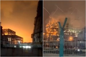 Praneša apie gaisrą vienoje didžiausių Rusijos naftos perdirbimo gamyklų