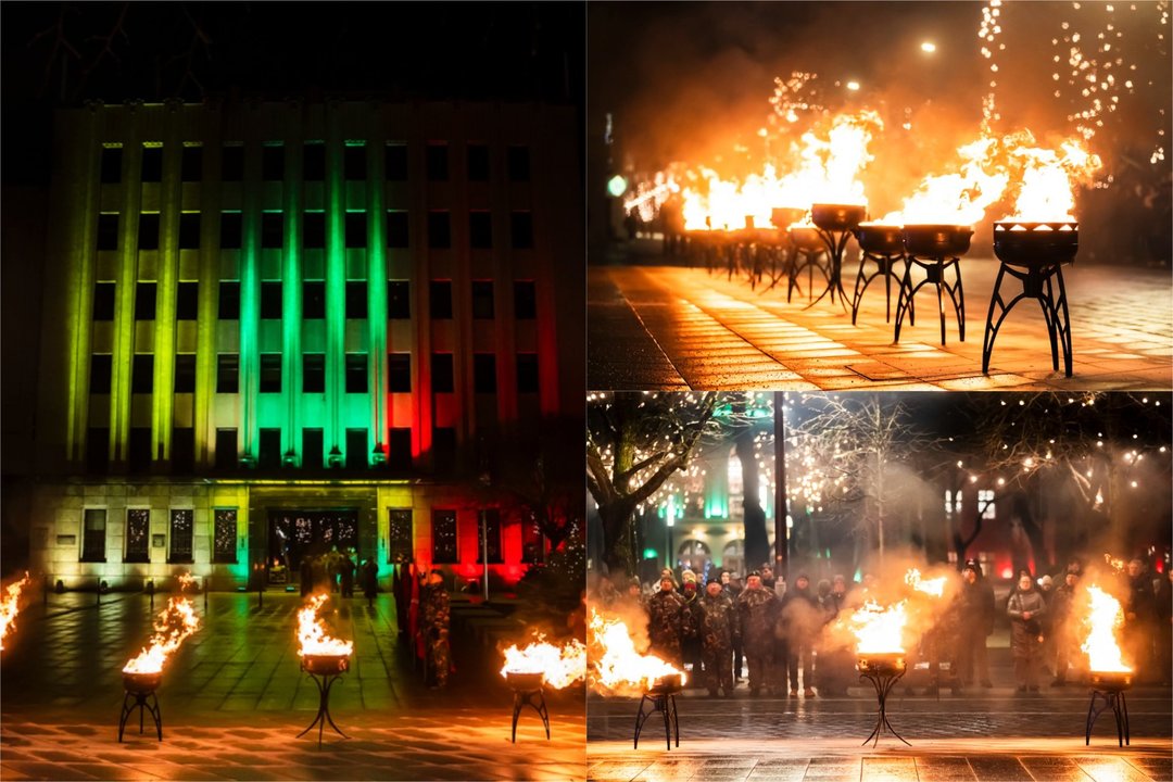  Akcija „Kartu!“ prie Kauno miesto savivaldybės.<br> Lrytas koliažas.