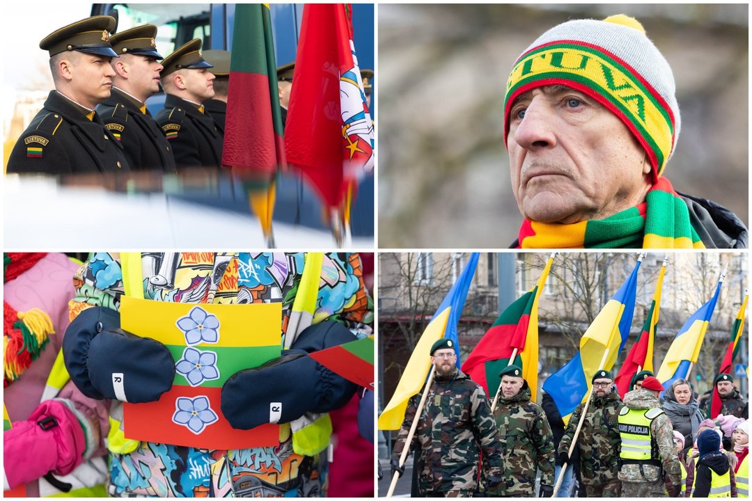  Valstybės vėliavos pakėlimo ceremonija Nepriklausomybės aikštėje.<br> D.Labučio (ELTA) nuotr.