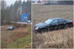 Greta Vilniaus nuo kelio nulėkė policijos darbuotojo „Mercedes-Benz“, dingusio vairuotojo ieškota net su tarnybiniu šunimi