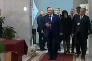 „Koks šeimininkas, toks ir šuo“: plinta įrašas, kaip A. Lukašenkos šuo šlapinosi balsavimo punkte