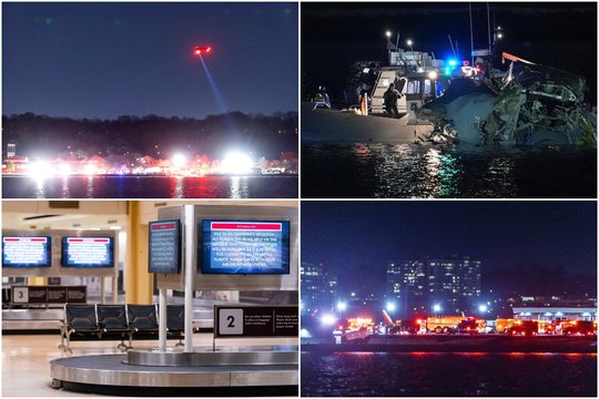 Sąmyšis, įtampa ir gyvųjų paieškos: kadruose – pirmieji vaizdai iš aviakatastrofos Vašingtone 