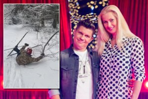 Iškritusiu sniegu nutarę pasidžiaugti D. ir R. Norvilai neapsiėjo be nuotykių: paviešino šmaikštų įrašą