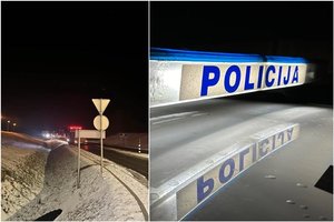 Užfiksavo nekasdienę situaciją kelyje: sunkvežimis neįveikė žiedo – eismas buvo visiškai sustabdytas