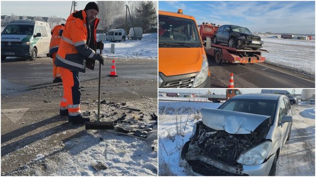 Vaizdai iš įvykio vietos: dėl rūko Vilniaus rajone susidūrė keturi automobiliai