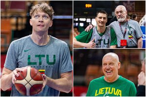 Šypsenos ir kovingos nuotaikos: Lietuvos krepšinio rinktinė surengė treniruotę Katovicuose