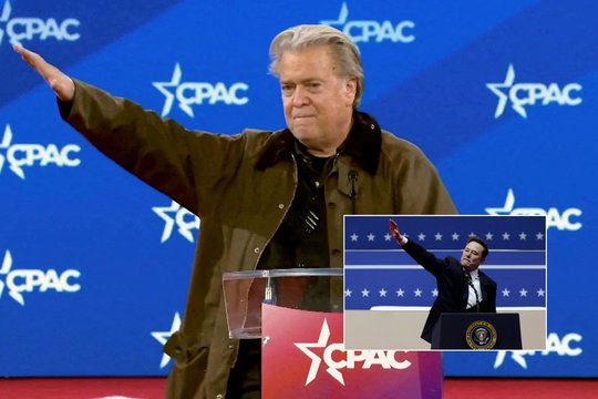 Dėl nacių saliutą primenančio gesto į skandalą įsivėlė dar vienas D. Trumpo bendražygis