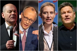 Vokietijos parlamento rinkimuose dėl kanclerio posto varžosi keturi kandidatai: kas jie tokie?