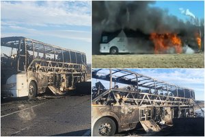 Siaubas: visiškai sudegė autobusas, kuriuo po rungtynių važiavo krepšininkas iš Lietuvos