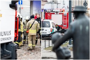 Į Vilniaus senamiestį sulėkė ugniagesiai – pasklidus dūmų kvapui žmonės evakavosi