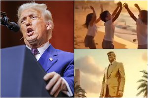 Internetą sprogdina D. Trumpo paskelbtas vaizdo įrašas: Gazos Ruože – pajūrio kurortas ir JAV prezidento skulptūra