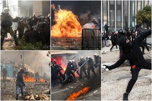 Liepsnos, Molotovo kokteiliai ir kraujas: Graikijoje protestas virto riaušėmis